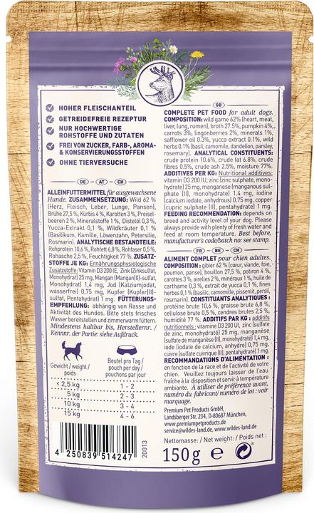 Actual product image Wildes Land Wet food game with pumpkin & cranberries 150 g (Adult, 1 pcs., 150 g)