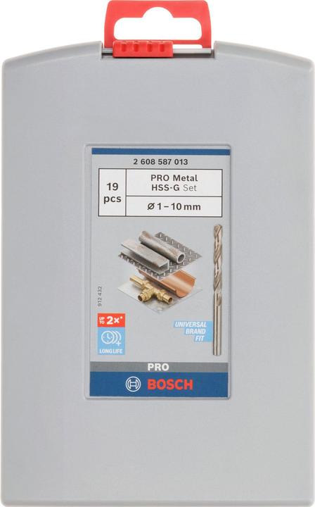 Produktbild Bosch Professional Zubehör PRO Metal HSS-G Spiralbohrer-Set, 19-tlg. (1 mm, 1.5 mm, 10 mm, 2 mm, 2.5 mm, 3 mm, 3.5 mm, 4 mm, 4.5 mm, 5 mm, 5.5 mm, 6 mm, 6.5 mm, 7 mm, 7.5 mm, 8 mm, 8.5 mm, 9 mm, 9.5 mm)