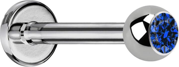 Produktbild Star Piercing Labret silber mit Kugel Kristall dunkelblau (ohne Messing, Titan G23)