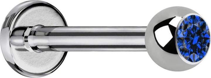 Actual product image Star Piercing Labret silver with ball crystal dark blue (without brass, Titanium G23)