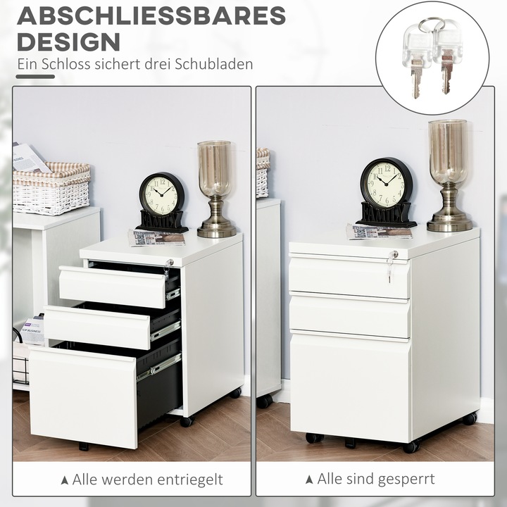 Produktbild Vinsetto Rollcontainer mit Schubladen und Ablagefläche (39 x 48 x 60 cm)
