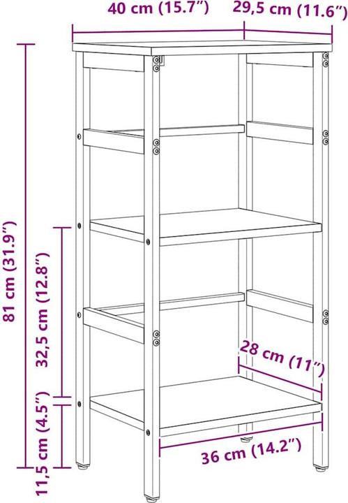 Produktbild vidaXL Bücherregal (29.50 x 40 x 81 cm)