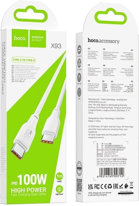 Actual product image Hoco USB C – USB C (1 m, USB 3.2 Gen 1, 100 W)