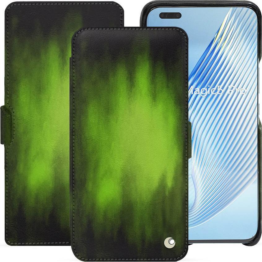 Noreve Lederschutzhülle horizontal (Honor Magic5 Pro), Smartphone Hülle, Grün