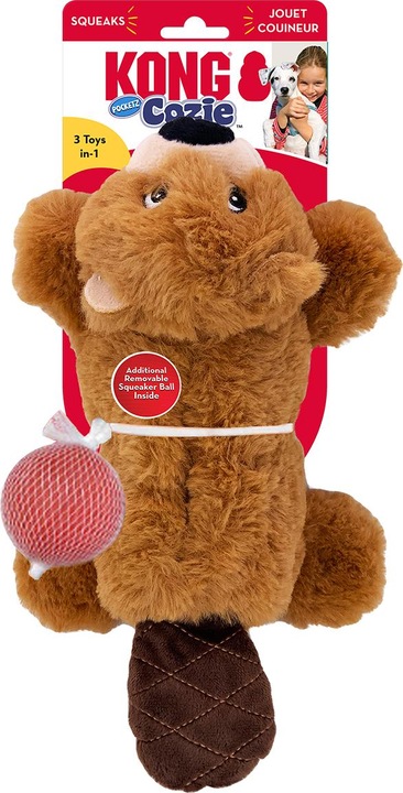 Actual product image KONG Cozie Pocketz Beaver M 24 X 18 X 7,5cm (Plush toy dog)