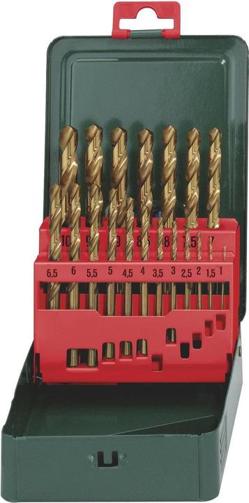 Immagine prodotto Metabo Set di trapani a spirale in metallo HSS 19 (1 mm, 1,5 mm, 2 mm, 2,5 mm, 3 mm, 3,5 mm, 4 mm, 4,5 mm, 5 mm, 5,5 mm, 6 mm, 6,5 mm, 7 mm, 7,5 mm, 8 mm, 8,5 mm, 9 mm, 9,5 mm, 10 mm)