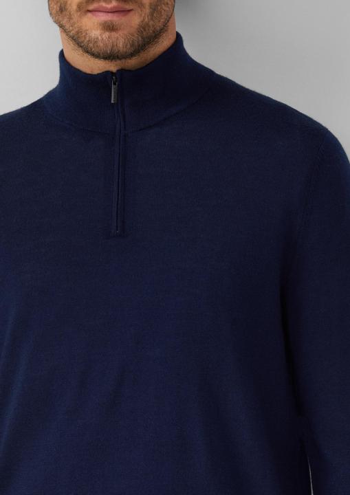 Produktbild s.Oliver Strickpullover Strickpullover aus reiner Merinowolle mit Troyer-Kragen (M)