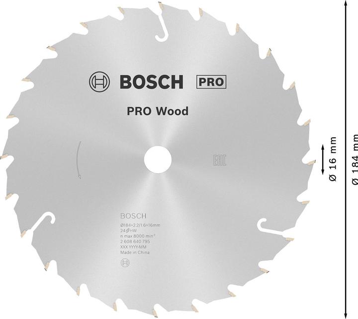 Actual product image Bosch Professional Zubehör PRO Wood circular saw blade, 184 x 2.2 x 16 mm