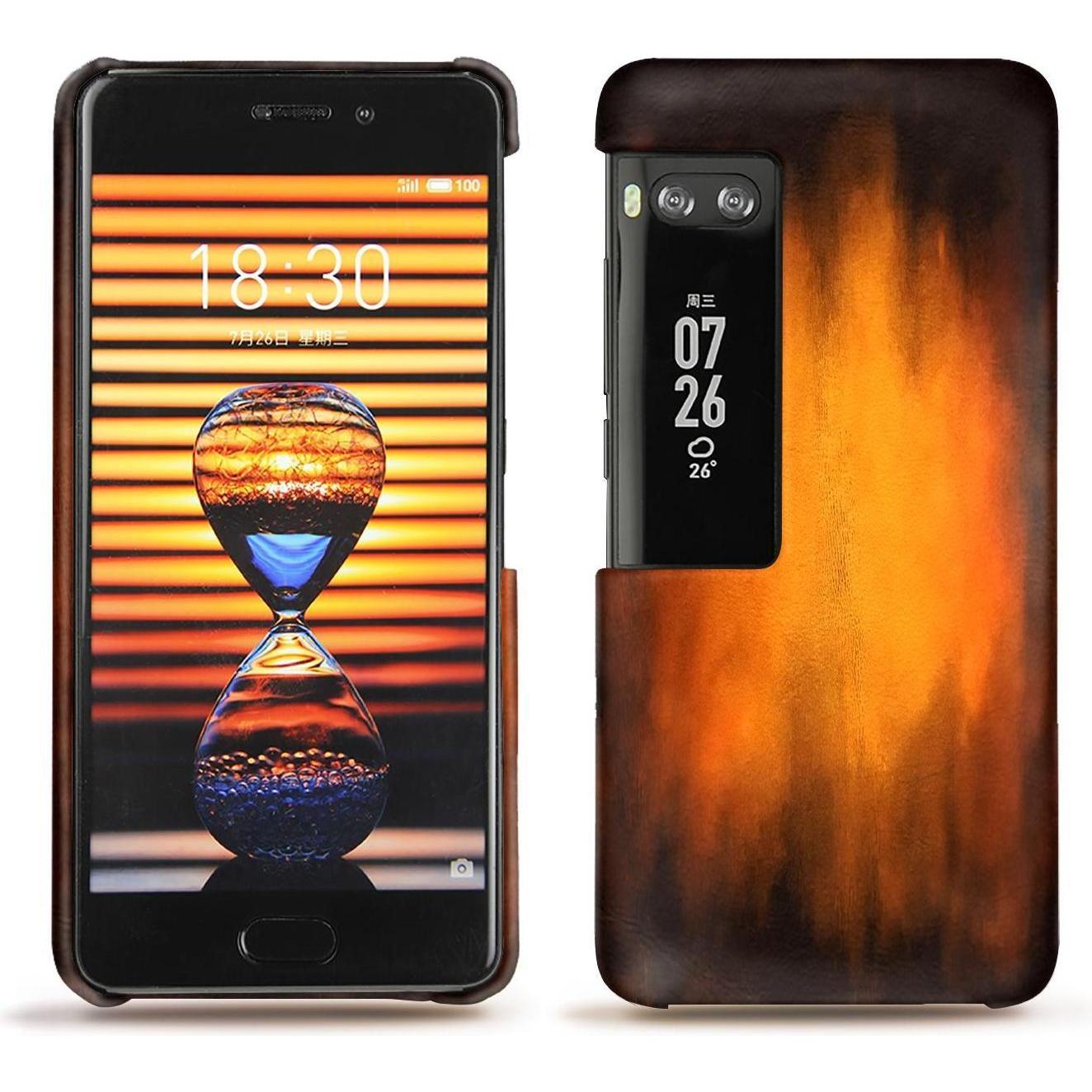 Noreve Lederschutzhülle (Meizu Pro 7 Plus), Smartphone Hülle, Violett