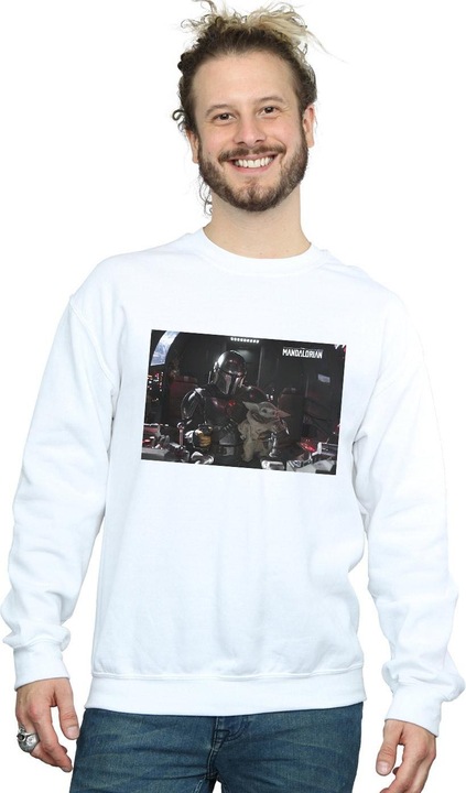 Actual product image Star Wars Mens The Mandalorian Mando And Co-Pilot Sweatshirt (S)