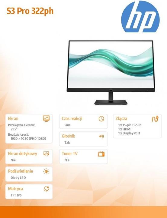 Produktbild HP S3 Pro 322ph FHD MNTR (1920 x 1080 Pixel, 21.50")