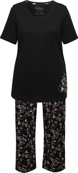 Produktbild Ulla Popken Pyjama, Zweiteiler, Scribble-Herz, Halbarm, lange Hose (46, 48)