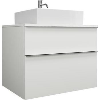 burgbad, Badmöbelset, Eqio Keramik-Aufsatzwaschtisch mittig, quadratisch, inklusive Waschtischunterschrank, Breite