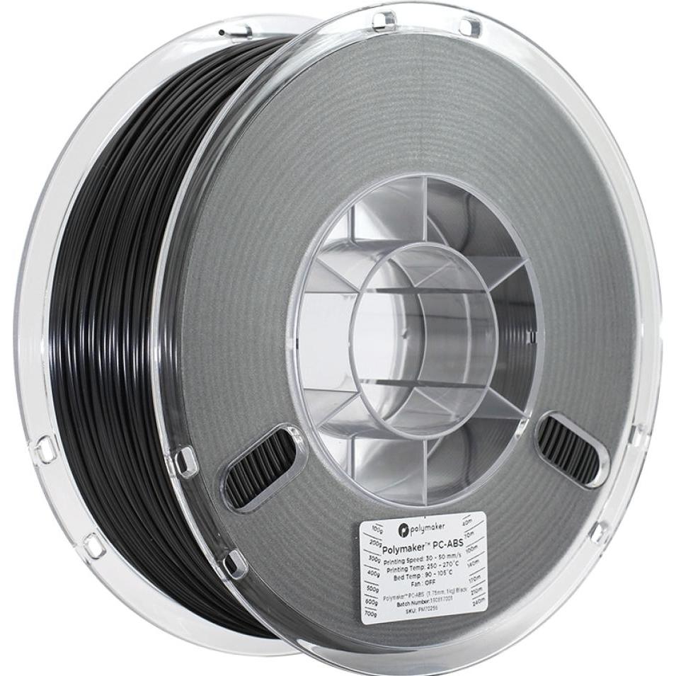 Polymaker PC-ABS Black 1.75mm 1kg (ABS, 1.75 mm, 1000 g, Schwarz), 3D Filament, Schwarz