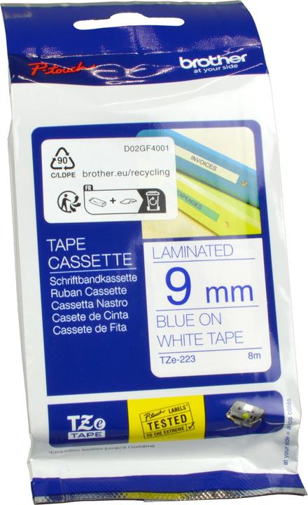 Produktbild Brother TZ223 Laminiertes Band (0.90 cm, Blau, Weiss)