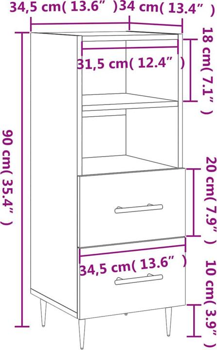 Produktbild vidaXL Walderia (34.5 x 34 x 90 cm)