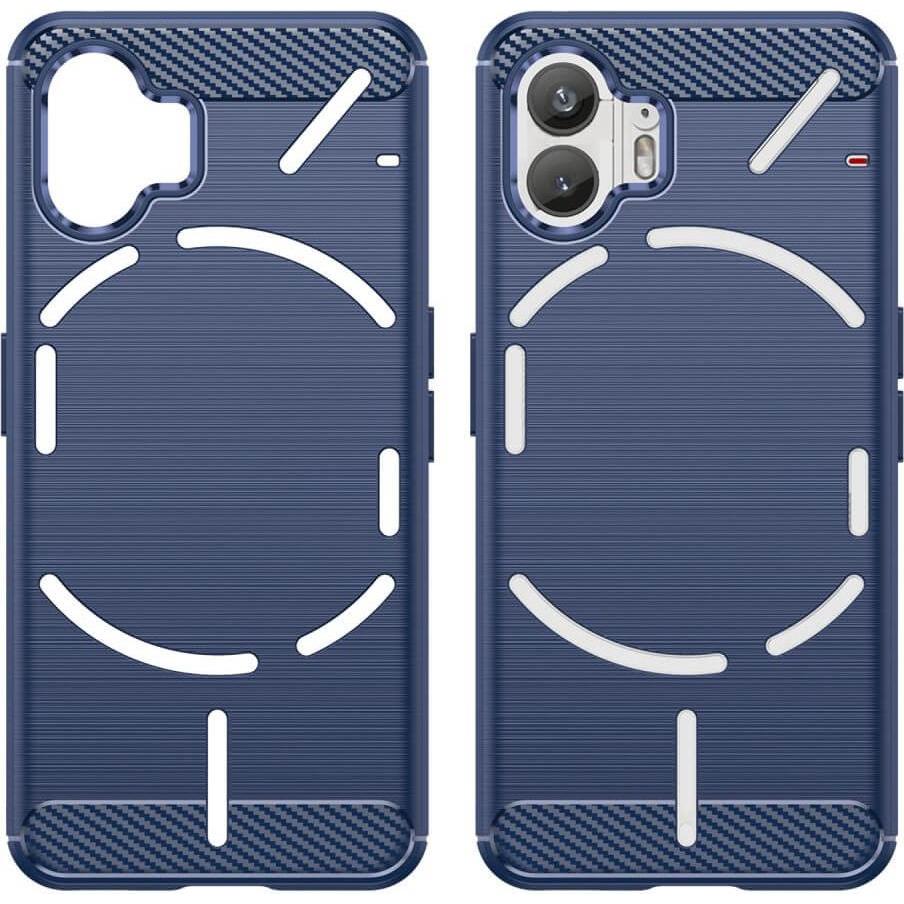 Cover-Discount Nothing Phone (2) - Metall Carbon Look Hülle blau (Nothing Phone (2)), Smartphone Hülle, Blau