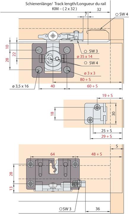 Image du produit HAWA Garn. HAWA-CLIPO 26 H MS, pour 3 portes