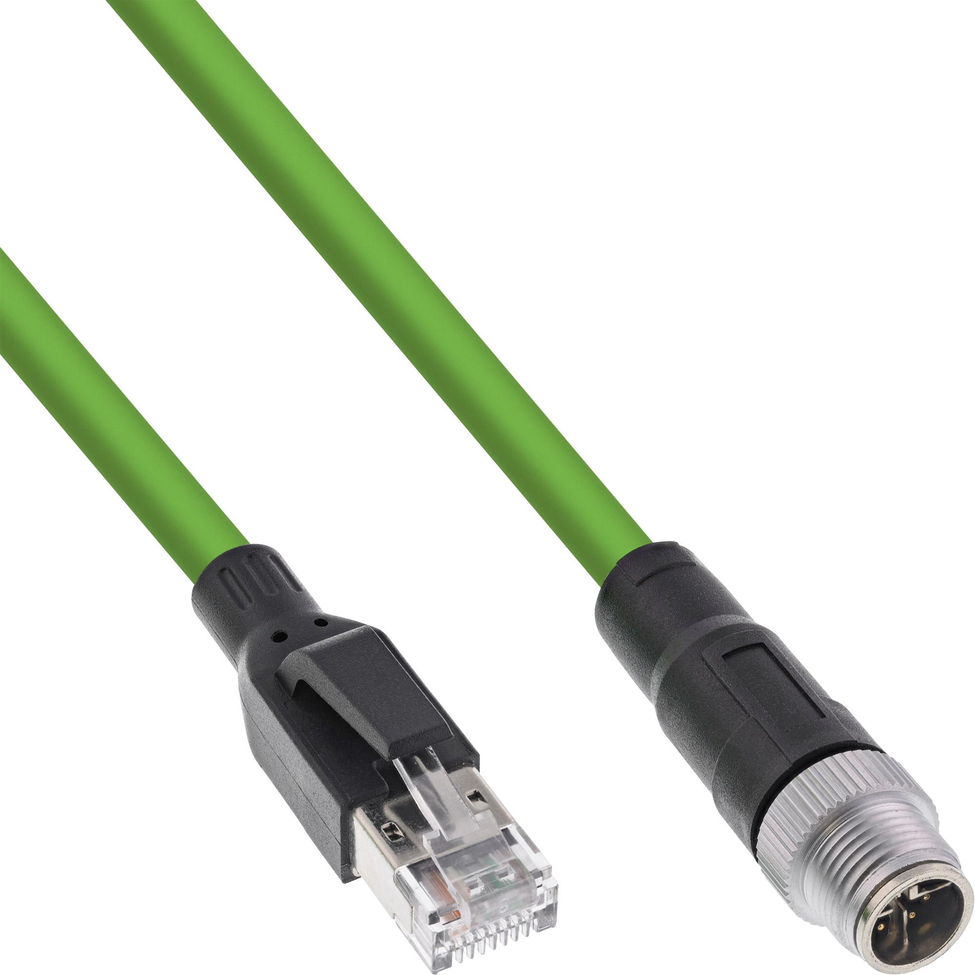 InLine Cavo di rete industriale, M12 8-pin X-coded plug to RJ45 plug, Cat.6A PUR, 20m (SF/UTP, CAT6a, 20 m), Cavo di rete