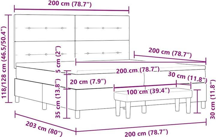 Produktbild vidaXL Boxspringbett (200 x 200 cm)