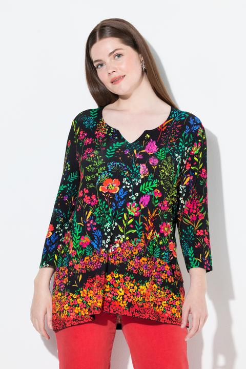 Produktbild Ulla Popken T-Shirt, Landhausdruck, A-Linie, Tunika-Ausschnitt, 3/4-Arm (50, 52)