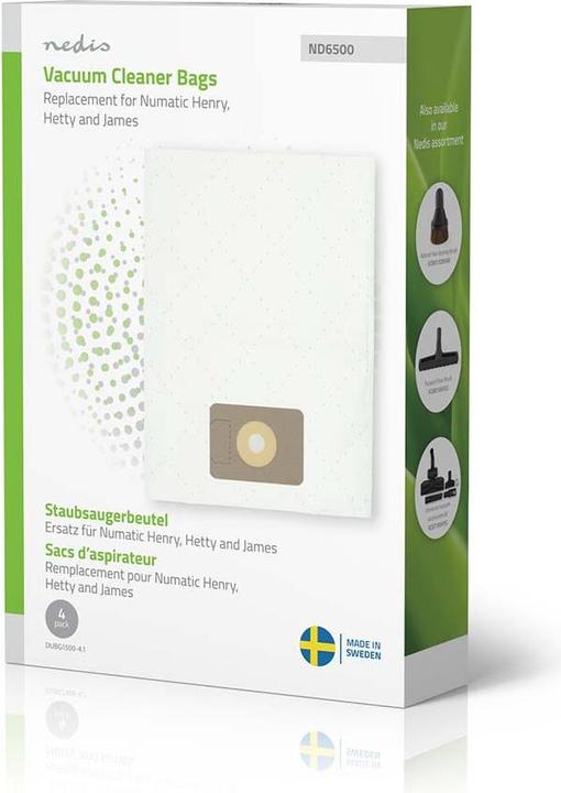 Actual product image Nedis Staubsaugerbeutel | 4 Stück | Synthetik | Meist verkauft für: Numatic Henry / Hetty / James |