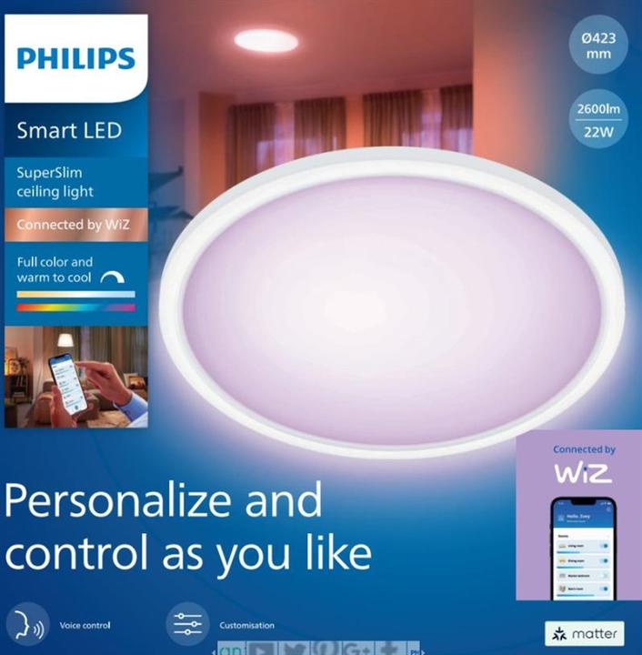 Image du produit Philips PHI WFB SUPERSLIM 22W 827-65 RGB CT