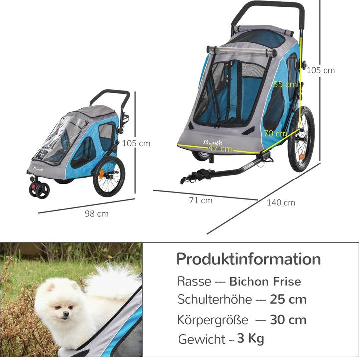 Immagine prodotto PawHut Rimorchio per cani