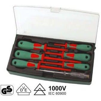 Jonnesway, Schraubenzieher, Satz isolierter Schraubendreher 1000 V flach und Kreuz + Sonde 7-tlg. - DV13PP07S