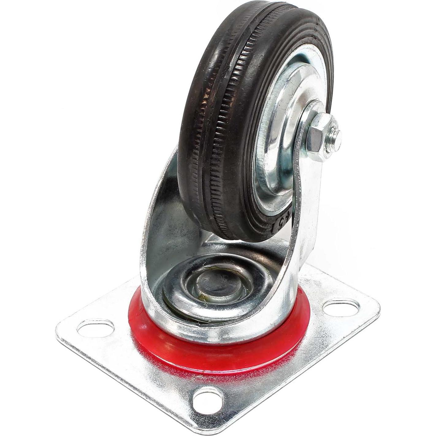 Thumbnail - Wiltec, Möbelrollen, Lenkrolle o. Bremse 75mm 50kg Vollgummirad Feststellbremse Transport