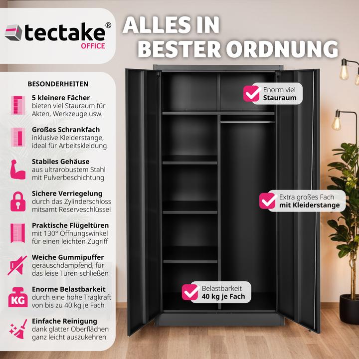 Immagine prodotto tectake Armadio per archiviazione (180 x 80 x 40 cm)