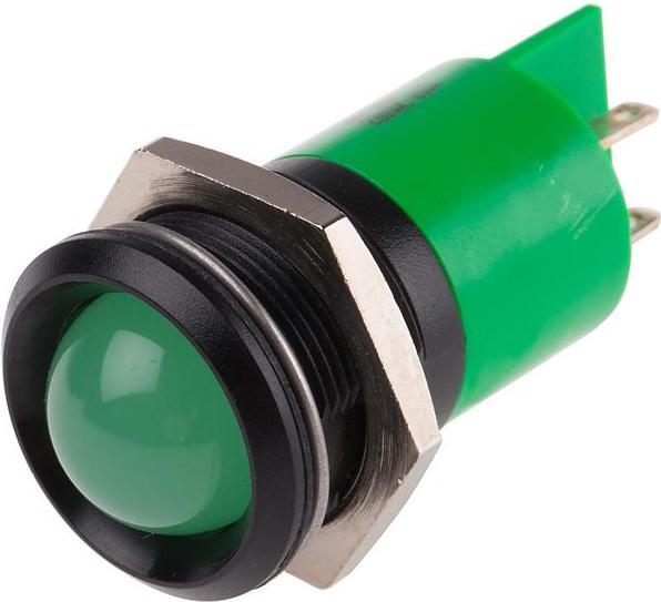 Image du produit RS PRO LED verte lentille bombée plastique noir