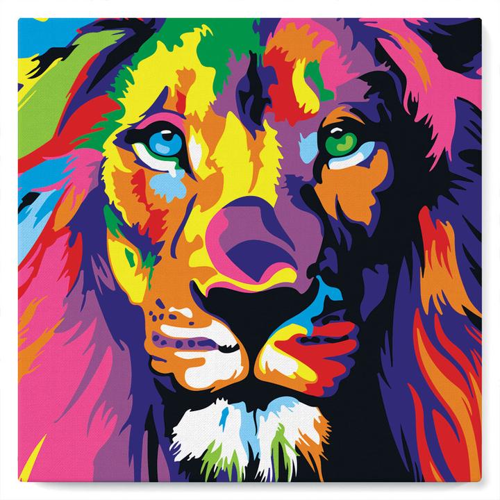 Immagine prodotto Figured'Art Mini Kit da Dipingere con i Numeri con Cornice - Leone Pop Art