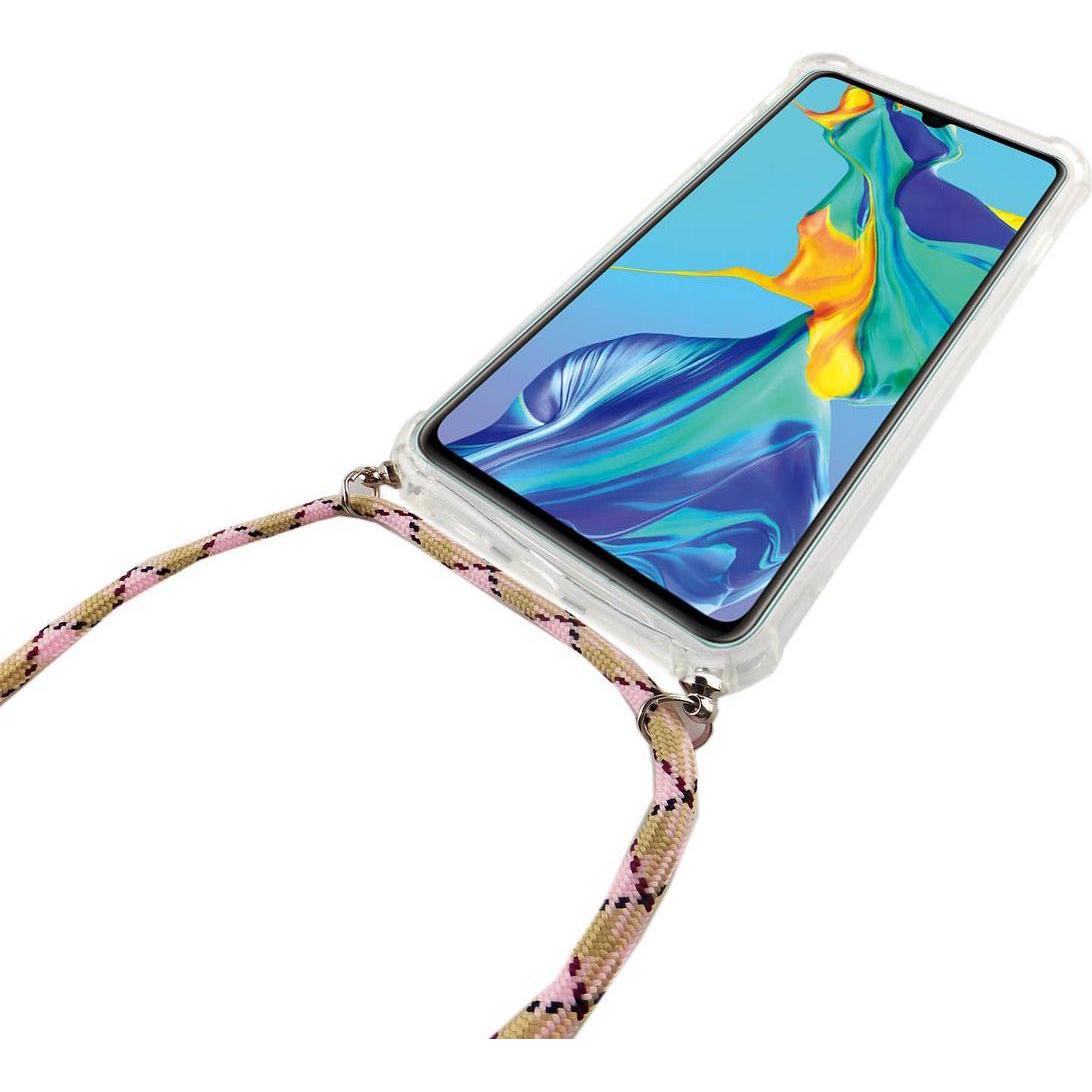 Thumbnail - König Design Huawei P30 Handykette Hülle mit Band Case zum umhängen mit Kordel Tasche Rosa, Handykette, Transparent