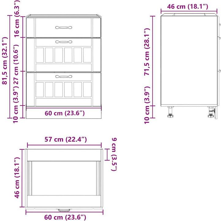 Image du produit vidaXL Küchenunterschrank (60 x 46 x 81.50 cm)