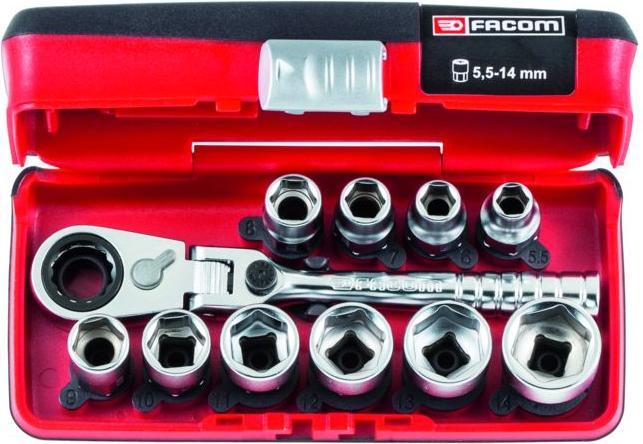 Actual product image Facom Socket wrench set 1/4" 11 parts (14 mm, 5.5 mm)