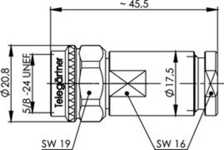 Produktbild Telegärtner N-Kabelstecker löt/klemm, Druckverschraubung IP 67, B01, RG-213/U, RG-214/U, 9880 Belden