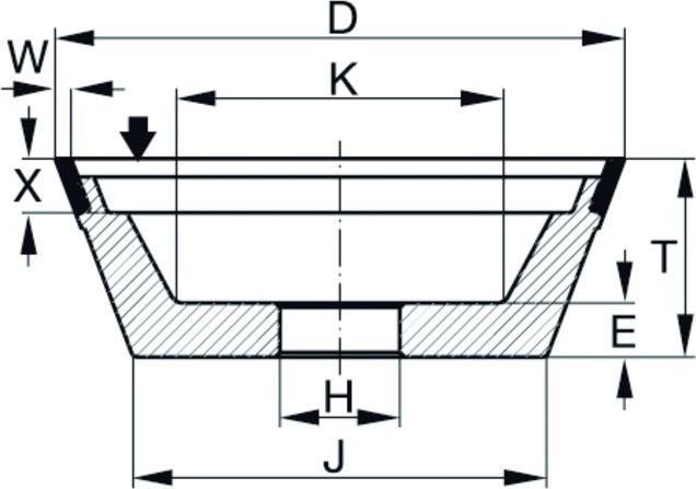 Image du produit Tyrolit Meule boisseau diamantée DxPxH (mm), 75x30x20, Type : D126 (D 126)