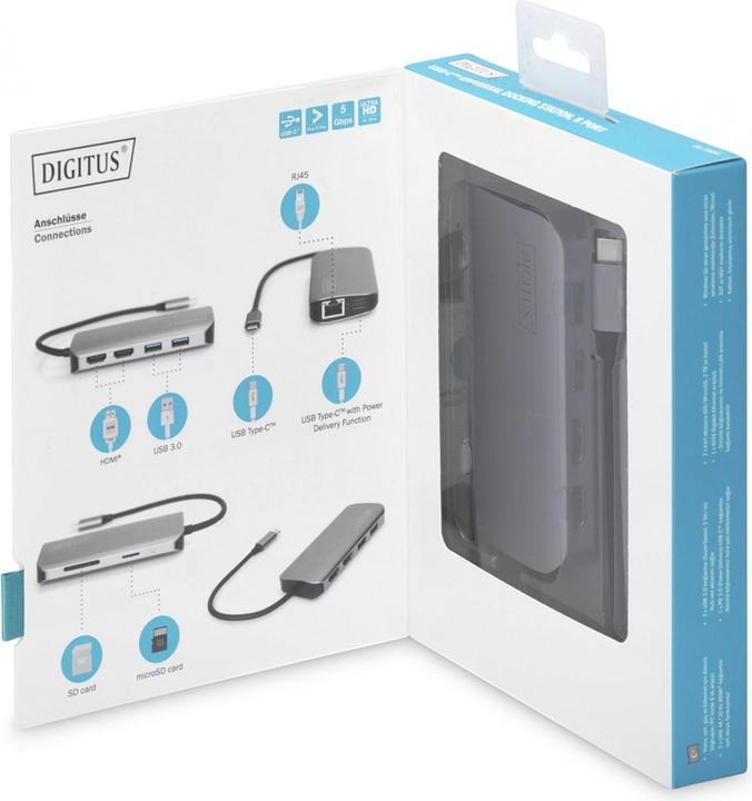 Image du produit Digitus Station d'accueil universelle USB-C™, 8 ports (Port de connexion (propriétaire), 8 ports)