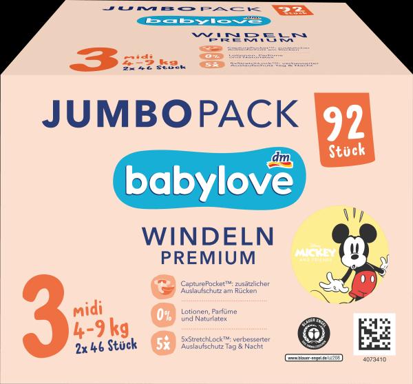 Immagine prodotto dm babylove Premium (Dimensione 3, Pacco mensile, 92 Pezzo/i)