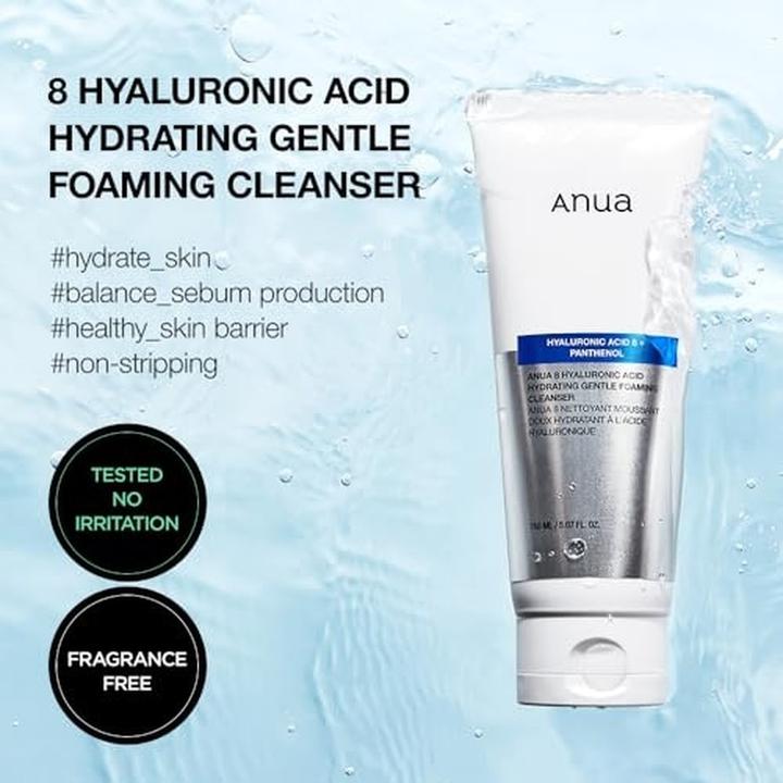 Actual product image Anua 8 Hyaluronic Acid Hydrating Gentle Foaming Cleanser (Cleansing Foam, 150 ml)