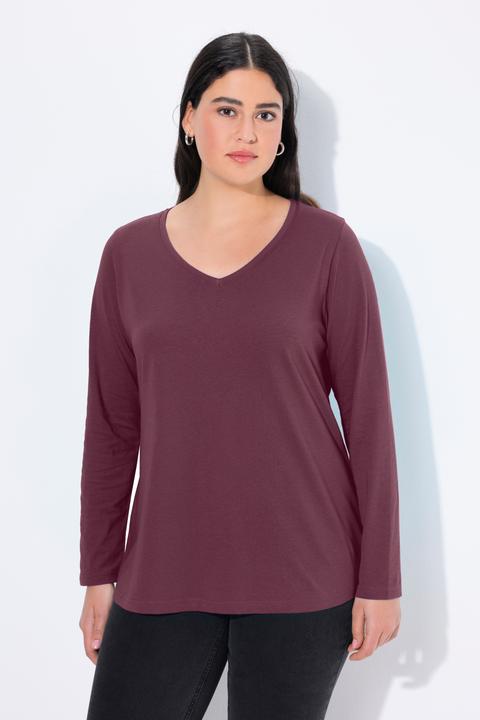 Image du produit Ulla Popken T-shirt Coupe Slim Fit, décolleté en V et manches longues (50, 52)