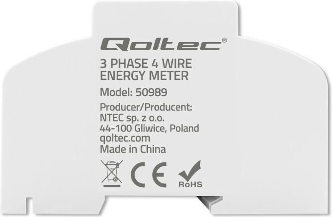 Image du produit Qoltec Compteur électronique triphasé Rail DIN 400V 100