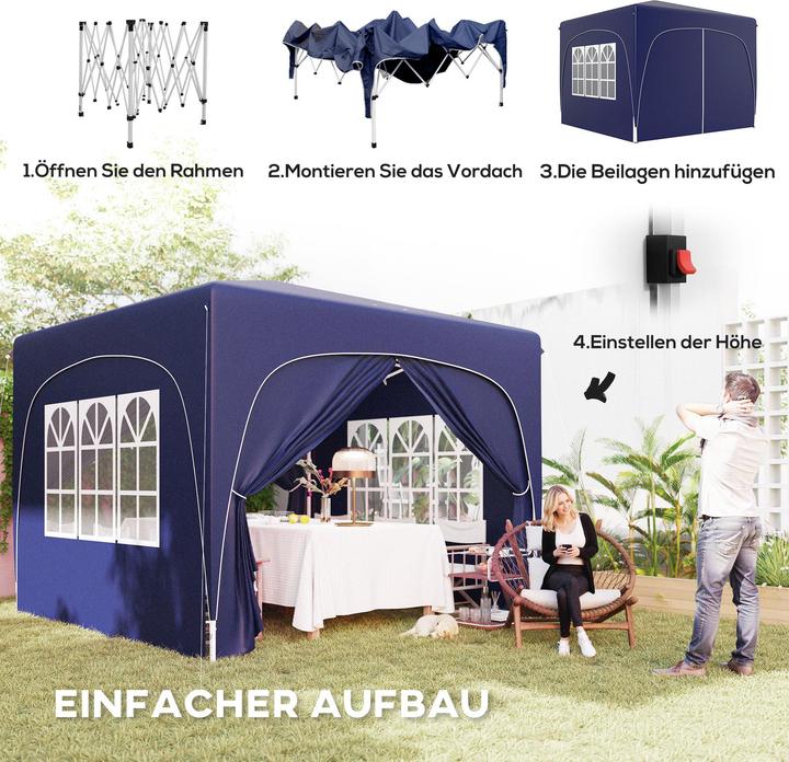 Actual product image Outsunny Pavillon Metall, Polyester Blau (300 cm, 300 cm)