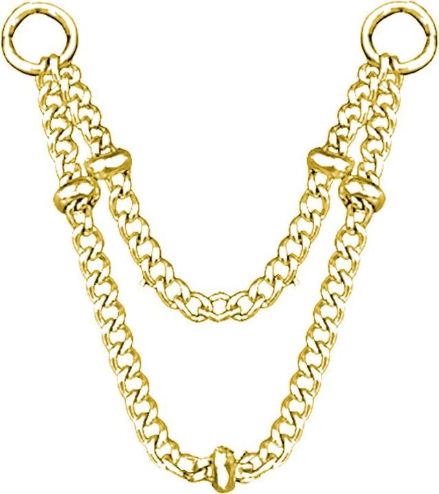 Produktbild Star Piercing Verbindungskette Basic doppelt fünf Ringe vergoldet (ohne Messing, Chirurgenstahl 316L)