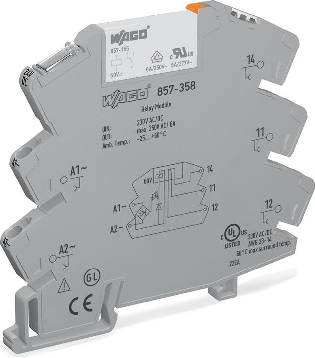 Actual product image Wago Mini switch relay, 230VAC Coil, 1 C/0