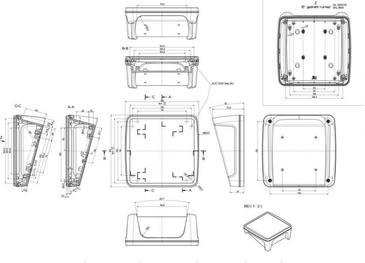 Produktbild Bopla BoPad BOP 1616 P-9005-SET Display-Gehäuse 164 x 160 x 68.40 ABS Schwarz ( (Gehäuse)