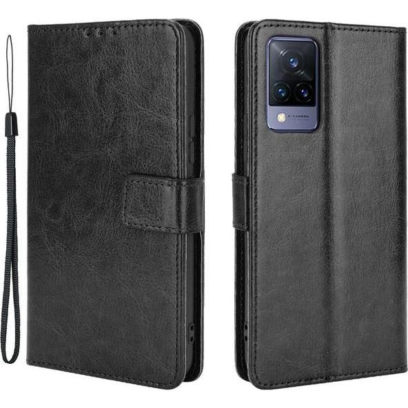 Thumbnail - MU Classic Crazy Horse III Leder Bookcover Series (vivo V21 5G), Smartphone Hülle, Schwarz