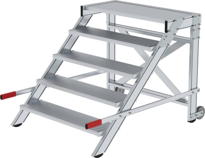 Produktbild Munk Arbeitspodest fahrbar, Stufenbreite 1000 mm, Aluminium geriffelt 5 Stufen (Gerüst, 151.50 cm)