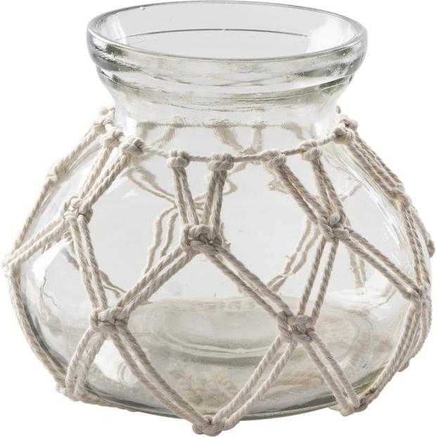 MICA Living, Windlicht, Teelichthalter - Makramee - aus Glas - ca. 11,5 x 15 cm (1 x)